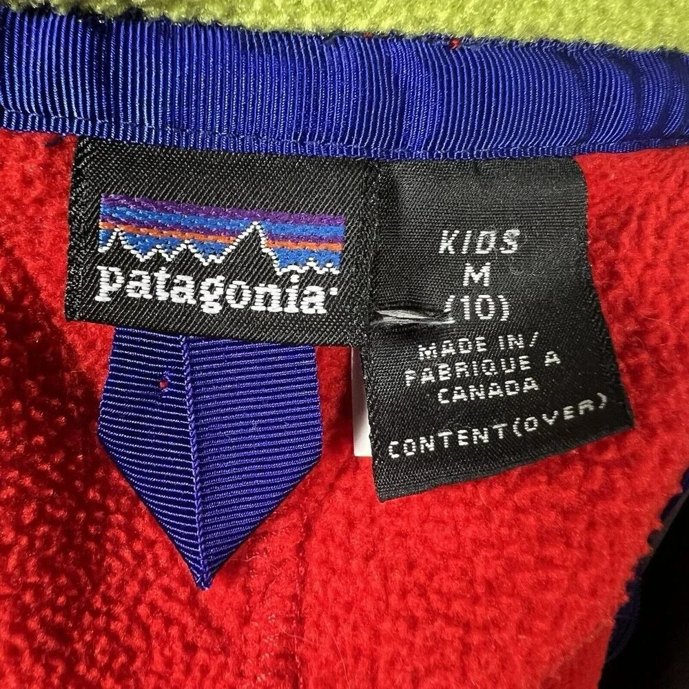 Vintage Patagonia Synchilla Fleece‎ Vest Kids Sz 10 Red Ski Winter Rare Logo 90s